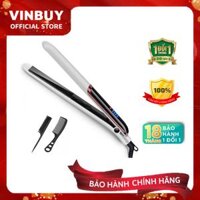 Máy Là, Ép, Uốn Tóc Cao Cấp TẶNG KÈM 02 Lược Chải Tóc Đa Năng 3 Trong 1 Cao Cấp Sang Trọng - Dùng Cho Salon Tóc &amp; Tại Nhà  Chính Hãng VinBuy - Trắng