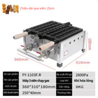 Máy Làm Bánh Hồ Lô 3 Xiên Xài Gas Takoyaki Octopus Balls Grill Pan Thép Không Gỉ Waffle Maker Electric PVN7929