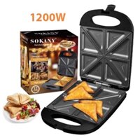 Máy làm bánh waffle hotdog, sandwich khuôn lớn 8 bánh SOKANY công suất 1200W [BH 12 Tháng]