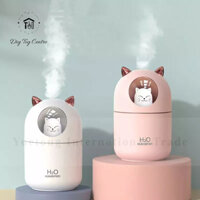 Máy làm đẹp, máy phun sương, tinh dầu, máy xịt khoáng, máy tạo độ ẩm mèo mini để bàn cute tích hợp đèn sáng