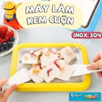 Máy Làm Kem Cuộn Mini Làm Kem,Đá Bào Không Cần Dùng Điện Khay Làm Từ Chất Liệu Inox 304 Cao Cấp An Toàn Dễ Sử Dụng