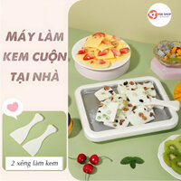Máy Làm Kem Cuộn Mini Tại Nhà - Khay Làm Kem Trái Cây, Sữa Chua Chất Liệu Inox 304 Chống Gỉ An Toàn,Tiện Dụng Cho Trẻ Em