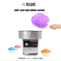 Máy Làm Kẹo Bông Gòn Công Nghiệp SGE CCM01 Công Suất 1000W Vỏ Máy Inox, Tặng Thìa Đong, Que Kẹo