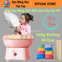 Máy Làm Kẹo Bông Gòn Mini Cao Cấp Cho Bé- ComBo Tiện Lợi 500g Đường Màu-50 Que Quấn Làm Kẹo.