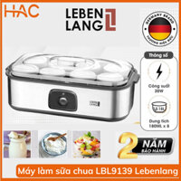 Máy Làm Sữa Chua Lebenlang LBL9139, Công Suất 20W, Dung Tích 180ml, Gồm 8 Lọ Thủy Tinh, Bảo Hành 2 Năm - Hàng Chính Hãng