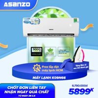 Máy Lạnh Asanzo Inverter iKool 1HP K09N66 Free lắp đặt HCM (Công Nghệ Tiết Kiệm Điện Làm Lạnh Nhanh) - Hàng Chính Hãng Bảo Hành 2 Năm