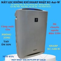 Máy lọc không khí SHARP KC-A40-W-12 LKK INVERTER NHẬT ĐÃ CHUYỂN ĐIỆN 220V. CHÍNH HÃNG .BH 1 NĂM. tặng túi đựng bút