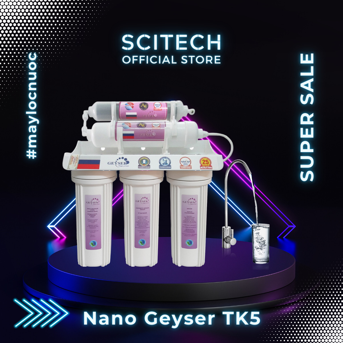 Máy lọc nước Nano Geyser 5 cấp lọc TK5 - Dùng cho nước máy