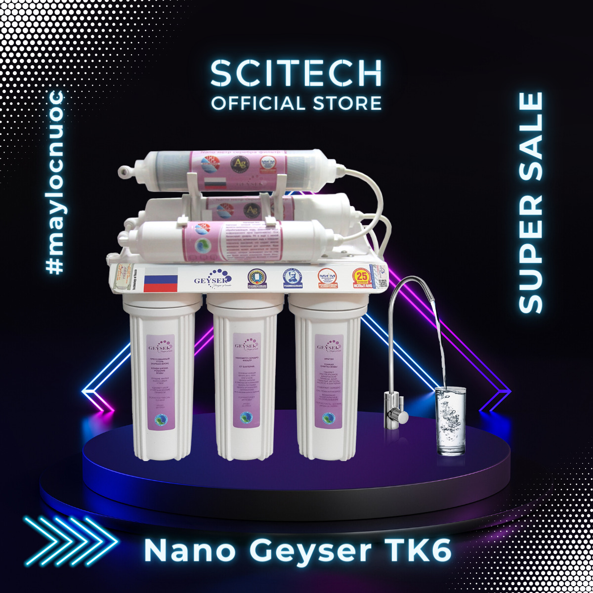 Máy lọc nước Nano Geyser 6 cấp lọc TK6 - Dùng cho nước máy