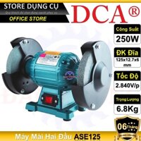 Máy mài 2 đá DCA ASE125, công suất 250W đường kính đĩa 125mm, máy mài dao kéo, dây đồng, máy mài 2 đầu đánh bóng