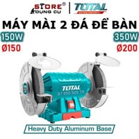 Máy mài 2 đá TOTAL TBG35020 350W kích thước đá mài 200mm, tốc độ không tải 2950v/p, kèm 1 bộ nắp che chắn TBG15015