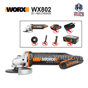 Máy mài góc dùng pin Worx Orange WX802