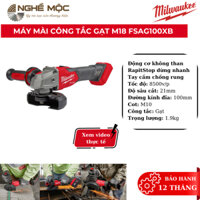 Máy mài góc MILWAUKEE M18 FSAG100XB công tắc gạt
