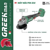 Máy mài pin 21V công suất 900W cầm tay - GREEK MAN BODY-M21-AG55100, đường kính mài cắt 100mm, dùng cắt gạch, thép, gỗ