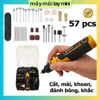 Máy mài tay mini bộ 57 món,Máy mài chạm khắc mini cầm tay cao cấp,khoan mài chà nhám đánh bóng đa năng,tích hợp sạc USB