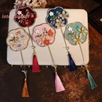 [May Mắn] Đám Cưới Cô Dâu Cầm Tay Nhóm Quạt Handmade Trung Quốc Vintage Quạt Hoa Đạo Cụ Chụp Ảnh Đám Cưới Trung Quốc Quạt Nhóm Mini [Mới]