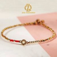 May Mắn Handmade Dây Đỏ Đồng Tiền Vàng Dây Hạt Vàng Dây Giàu Có Vòng Tay