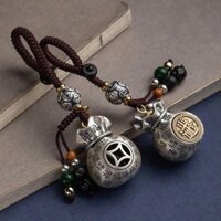 May Mắn Phước Lành Túi Sự Giàu Có Tích lũy Mặt Dây Đồng Mạ Điện Bạc Móc Khóa Totem Móc Khóa Quà Tặng Chìa Khóa Ô Tô Phụ Kiện