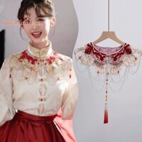 [May Mắn] Trang Phục Cổ Độc Đáo Hanfu Thêu Giả Khăn Choàng Vai Mây Áo Sơ Mi Có Thể Tháo Rời Cổ Giả [Mới]