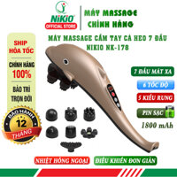 Máy massage cá heo cầm tay pin sạc Nikio NK-178 - 7 đầu thế hệ mới - vàng