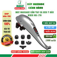 Máy massage cá heo cầm tay pin sạc Nikio NK-178 - 7 đầu thế hệ mới - Màu Bạc
