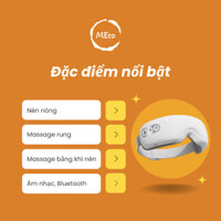 Máy massage mắt Cao cấp MEto - Áp suất không khí + Rung + Nén nóng + Bluetooth -Trắng tinh khôi