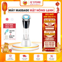 Máy massage mặt nóng lạnh ion, Máy đẩy tinh chất điện di cao cấp Trẻ hóa da, giảm mụn Bảo Hành 6TH QStore