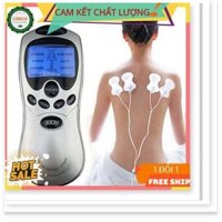 Máy massage xung điện 4 miếng dán vật lý trị liệu mát xa châm cứu bấm huyệt cầm tay lưng cổ vai gáy