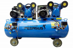 Máy nén khí dây đai 2 đầu nén, 2 moto Pegasus TM-V-0.25/12.5 x2-230L