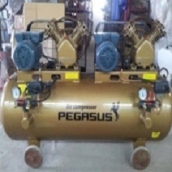 Máy nén khí dây đai pegasus 2 đầu nen,2 motor Koku TM-V-0.25-12.5x2-230L