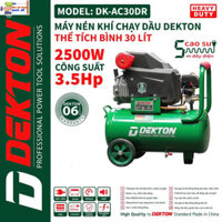 Máy nén khí Dekton 3,5Hp bình 30 lít lên hơi nhanh Motor 2 tụ hỗ trợ điện yếu Model: DK-AC30DR Máy giá sĩ