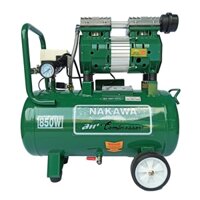 Máy nén khí NAKAWA 30L nhật bản không dầu không ồn tặng kèm súng xì khô và dây xoắn hơi 9m