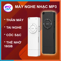 Máy nghe chơi phát nhạc mp3 mini nhỏ gọn kèm thẻ nhớ tai nghe cốc sạc