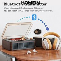 Máy nghe nhạc CD gỗ HOMEIN, Loa tích hợp Bộ phát Bluetooth Máy nghe nhạc, Retro Bass Boost Điều khiển từ xa Đài phát thanh Brown M