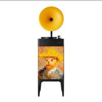 Máy Nghe Nhạc Đĩa Than vinyl record có thể kết nối bluetooth, có hệ thống loa Hifi Fennessy Donut i5 phong cách cổ điển