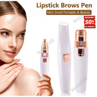 Máy nhổ lông mày có thể sạc lại 2 TRONG 1 Máy tỉa lông mày Điện Cơ thể Nữ Mặt Son môi Hình dạng Tẩy lông Mini Không đau Dao cạo râu