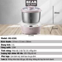 Máy Nhồi Bột BEAR 3,5L. Nhào bột bánh mỳ, bánh bao. Hàng chính hãng, bảo hành 12 tháng