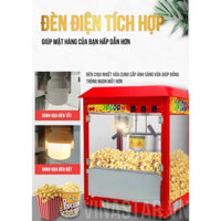 Máy nổ bắp rang bơ, nổ bỏng ngô chạy điện tự động đảo nồi, có đèn tủ kính