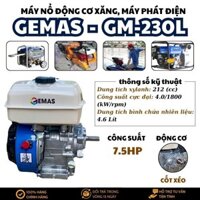 Máy nổ, máy phát điện GEMAS 7.5HP GM-230L cốt xéo động cơ xăng mạnh mẽ, đa năng - Bảo hành 6 tháng
