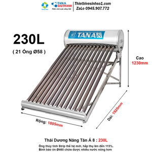 Máy nước nóng năng lượng mặt trời Tân Á 8 230L