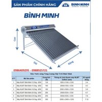 Máy nước nóng năng lượng mặt trời chính hãng Bình Minh 130l-160l-180l-200l-240l-300l