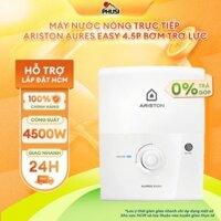 Máy nước nóng trực tiếp Ariston AURES EASY 4.5P - Bơm trợ lực, Cầu dao chống rò điện ELCB, Vỏ chống thấm