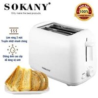 Máy Nướng Bánh Mì 2 Ngăn , máy nướng bánh mì sandwich- sokany-700w Hàng chính hãng - trắng