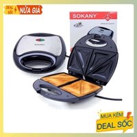 Máy nướng bánh mì sandwich SOKANY 750W làm nóng đều 2 mặt khuôn, bánh thơm ngon