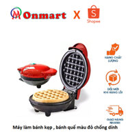 Máy nướng bánh mini bánh kẹp, bánh quế, bánh tổ ong tại nhà màu đỏ chống dính