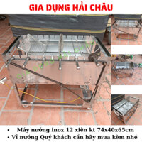 Máy nướng thịt, chả, gà, vịt quay tự động 12 xiên - Máy nướng inox - Bếp nướng than hoa