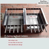 Máy nướng thịt chả lò quay gà vịt mini bếp nướng than hoa mô tơ tự động chuẩn (xiên 100% inox, đi kèm máy)
