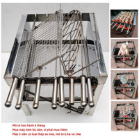 Máy nướng thịt chả lò quay gà vịt mini bếp nướng than hoa 5 xiên 6 xiên mô tơ tự động chuẩn (xiên 100% inox, đi kèm máy)
