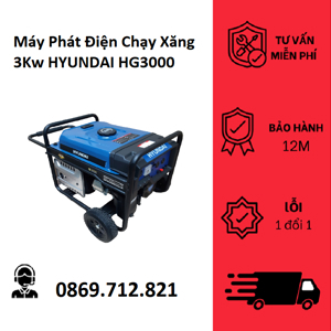 Máy phát điện chạy xăng 3Kw Hyundai HG3000