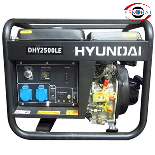 Máy phát điện Hyundai DHY2500LE (DHY 2500LE) công suất liên tục 2.2 KVA; Đề nổ; chạy dầu
